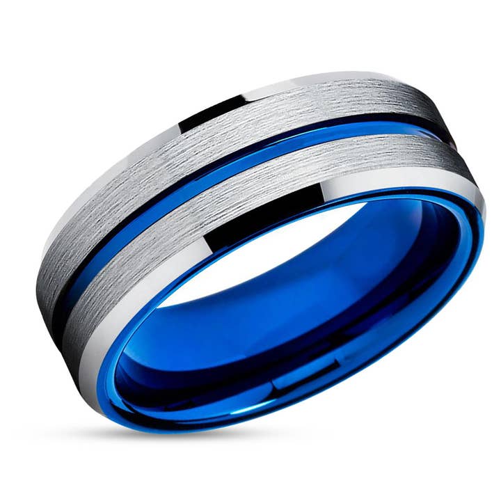 Trouwring in wolfraam - Blauwe ring van wolfraam - Blauwe trouwring - Jubileumring voor wholesale door Lucky Love Rings