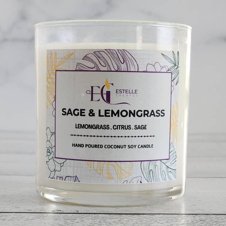 Salie & Citroengras Dubbele Lont Kaars 9oz voor wholesale door Estelle Creates