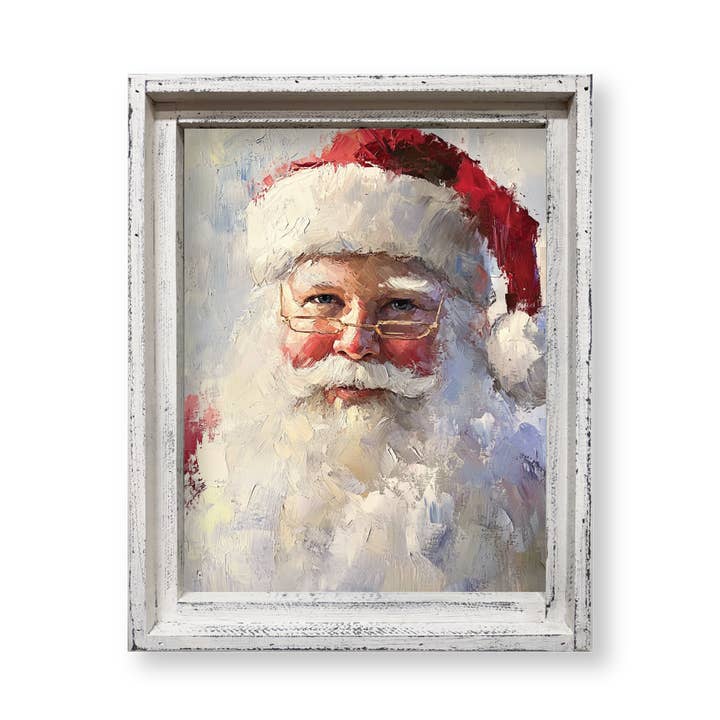 Jarmz Designs - Wholesale Christmas Wall Art - FRAMED CANVAS SANTA ART WATERCOLOR