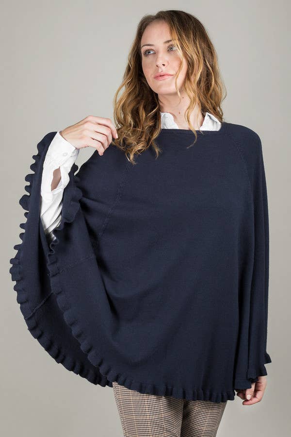 SAACHI - Wholesale Poncho - Women's - Talia Ruffled Hem Poncho Sweater34