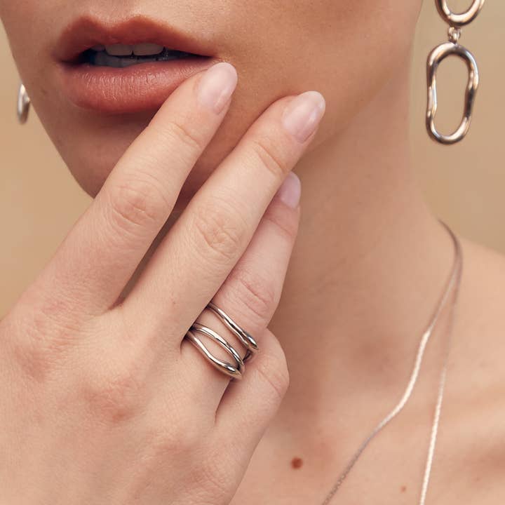 Anel Rio - Prata por atacado de BIKO