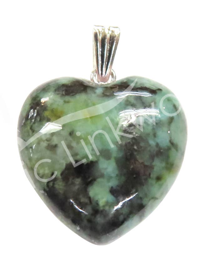 (PK 6)PENDANT - HEART TURQUOISE, AFRICAN (PK 6) 1" for wholesale by Oceanic Linkways Inc