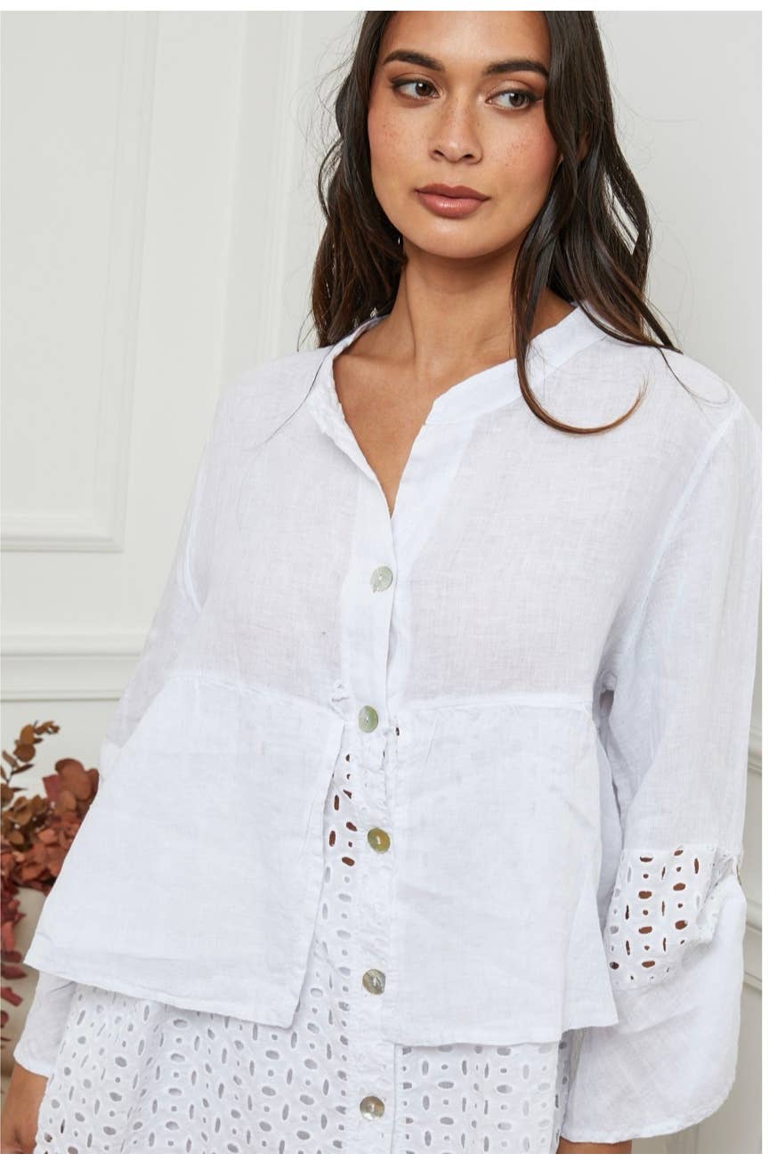 LÉA & LUC – Großhandel Hemd mit Button-down-Kragen – Damen – Hemd aus 100% Leinen REF. 119866