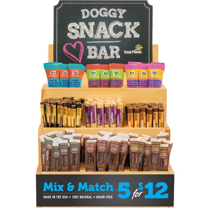 Pet Palette Distribution - Wholesale Retailer Display - Pets - Etta Says! Treat Planet Doggy Snack Bar Stocked Display