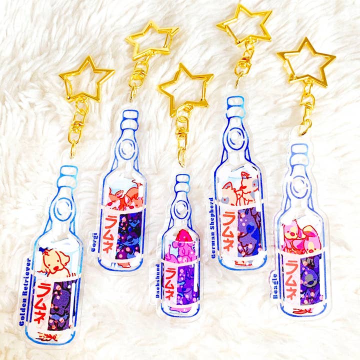 Hundeanhänger im Ramune-Design, niedlicher japanischer Essensanhänger für den Großhandel von Melonsquare Studios