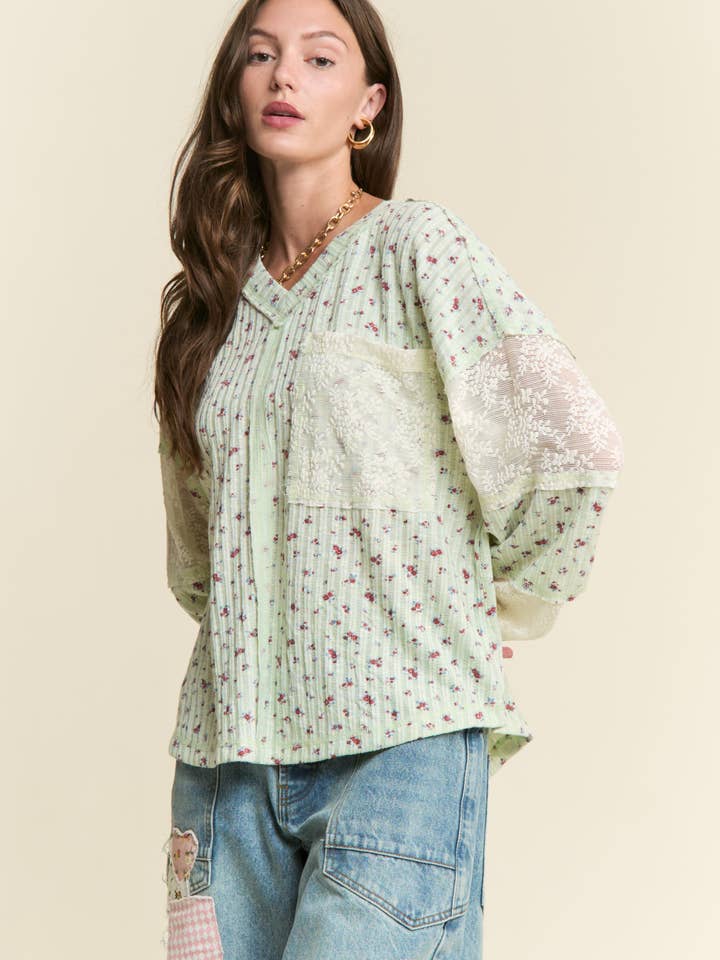 Meadowlands Mixed-Media Top for wholesale by J.NNA