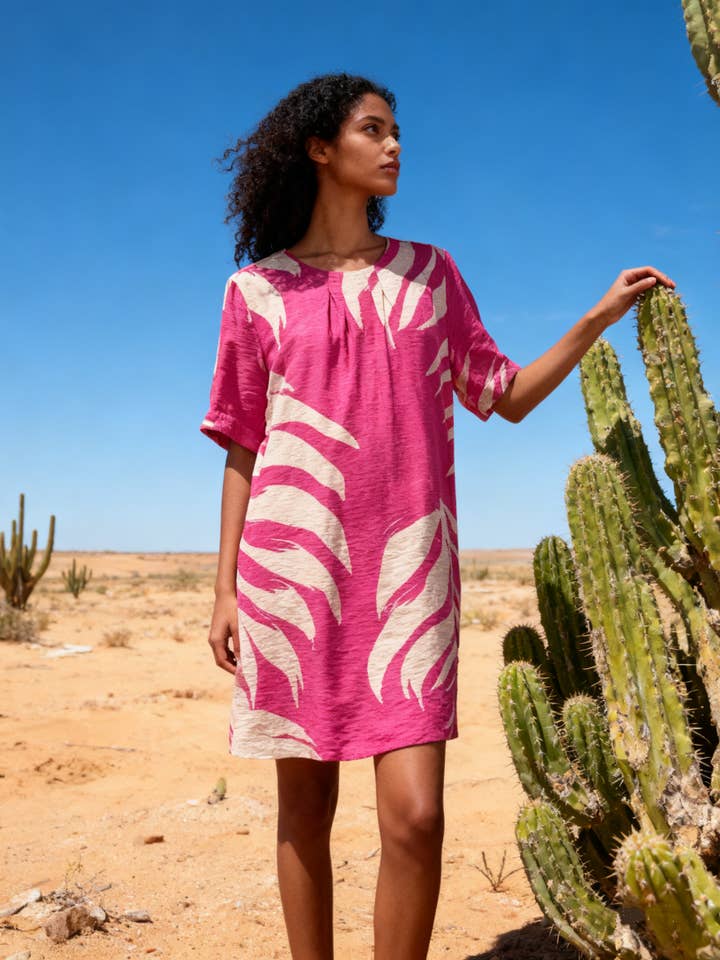 Tropisches Druckkleid mit Rundhalsausschnitt für den Großhandel von last queen