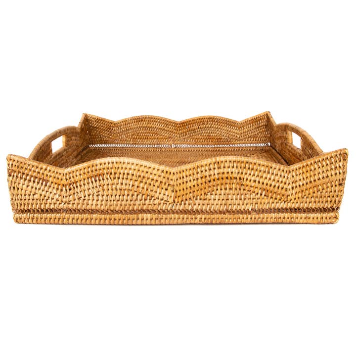 Artifacts Trading Company - Wholesale Serving Tray - Rattan Scallop Square Tray3
