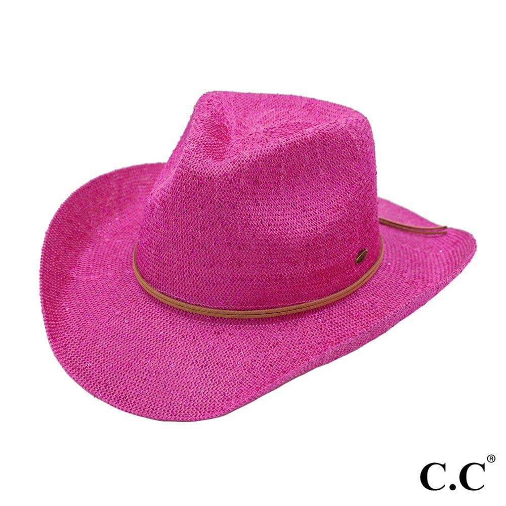 MiMi Wholesale - Wholesale Cowboy Hat - Women's - CBC03 C.C Brand Sequin detailing Cowboy hat with suede trim7