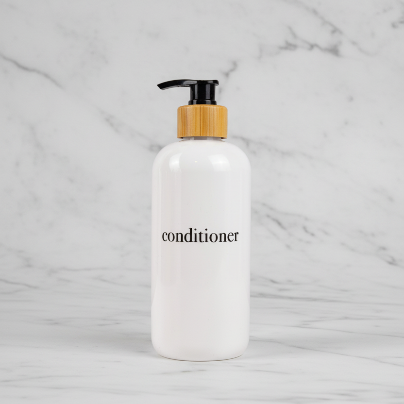 Joie Designs Co. | Refillable Bottles - Wholesale Soap Dispenser - Shampoo & Conditioner Bottle Sets - Refillable | White Dispensers | Bamboo or Plastic Tops15