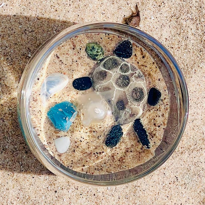 Sandelholz Turtle Rocks Glas-Kerze, 10 oz für den Großhandel von Rock Bottom Candle Company