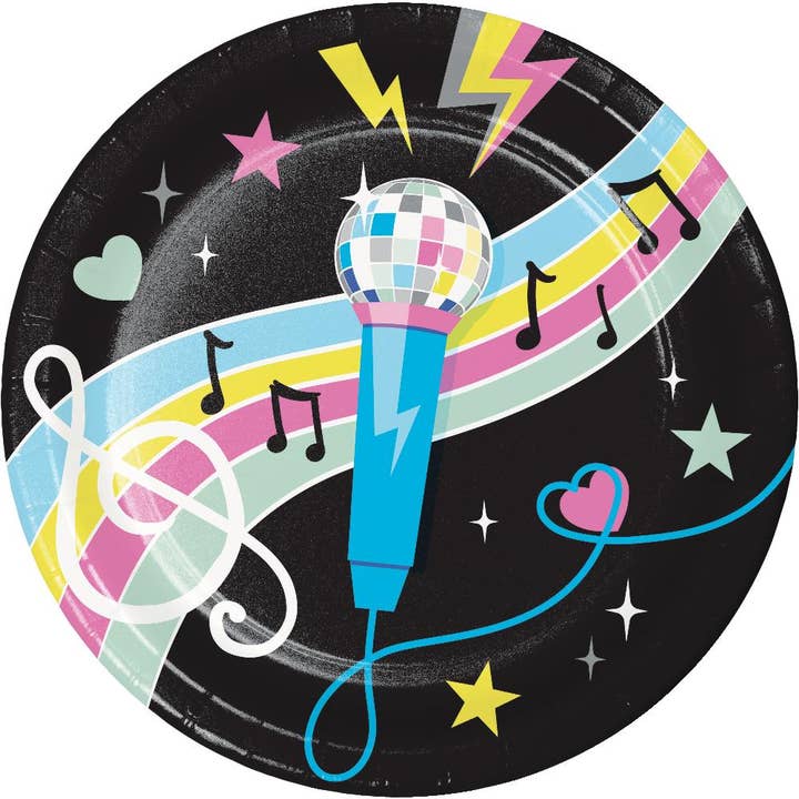 Birthday Beats Disco Party Paper Dinner Plates, 8/Pkg for wholesale by Bulk Party Decor