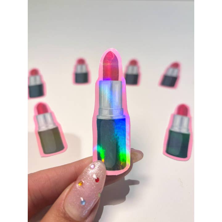 Adesivo artistico in vinile olografico rossetto rosso per laptop per la vendita all'ingrosso da parte di by Rosybum