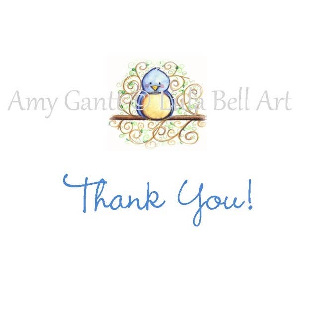 Lula Bell Cards and Gifts - Wholesale Thank You Card - Thank You - Blue Bird Greeting Card1