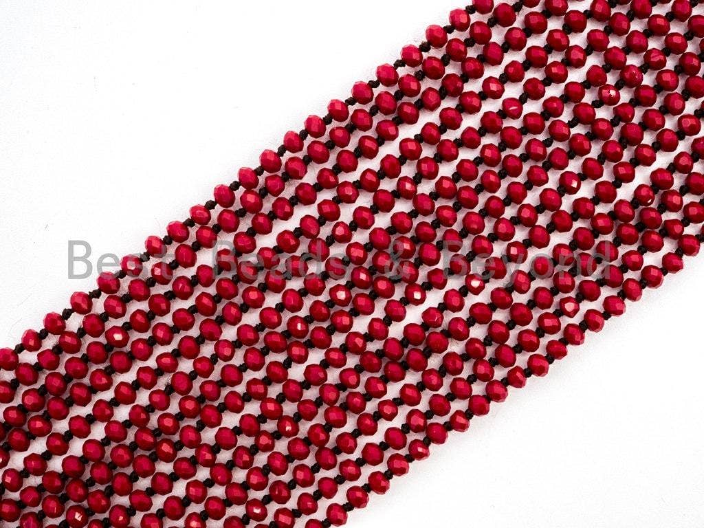 BestBeads&Beyond – wholesale Pärlband/Pärlhalsband – 60" lång hand knuten röd färg Crystal halsband, D122