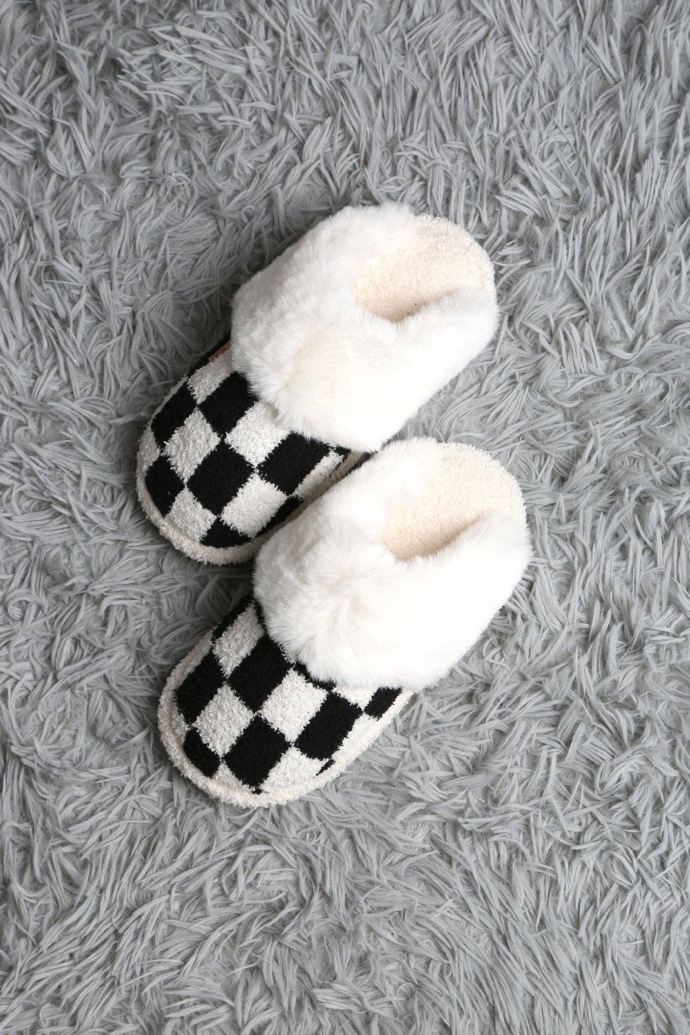 MiMi Wholesale - Wholesale Slippers - Women's - JCL6126 Super Lux Checker Faux Fur Cuff Slippers12