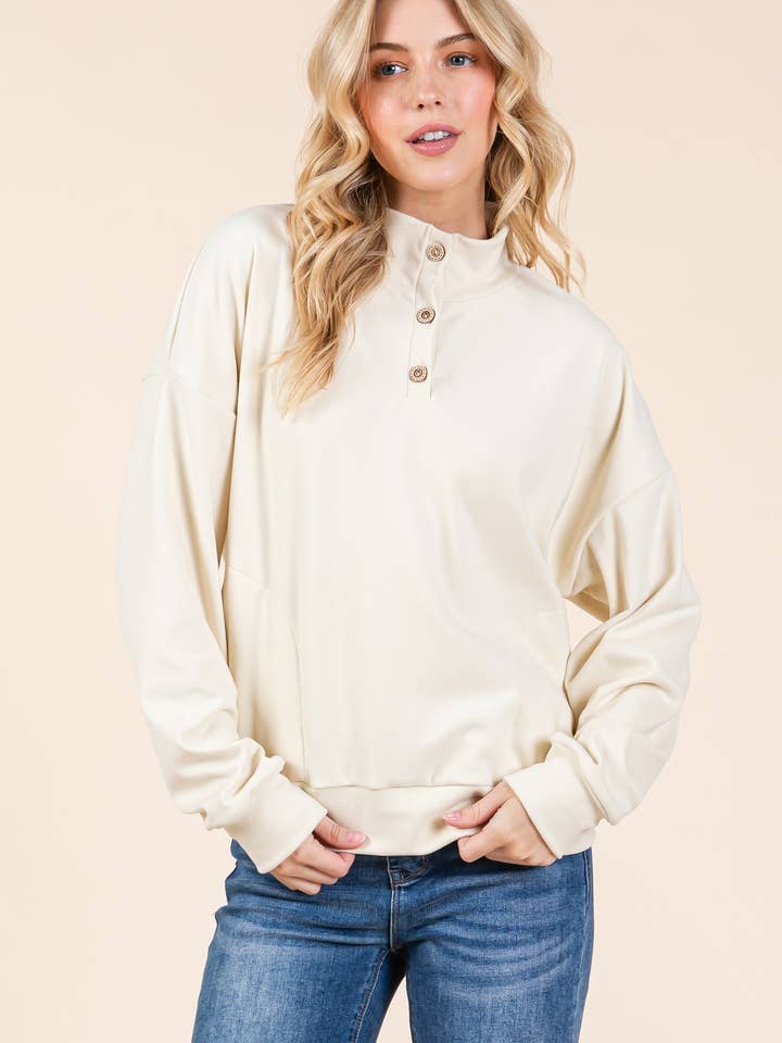 BOMBOM - Wholesale Sweatshirt - Women's - TL2016 QUARTER BUTTON PULLOVER9