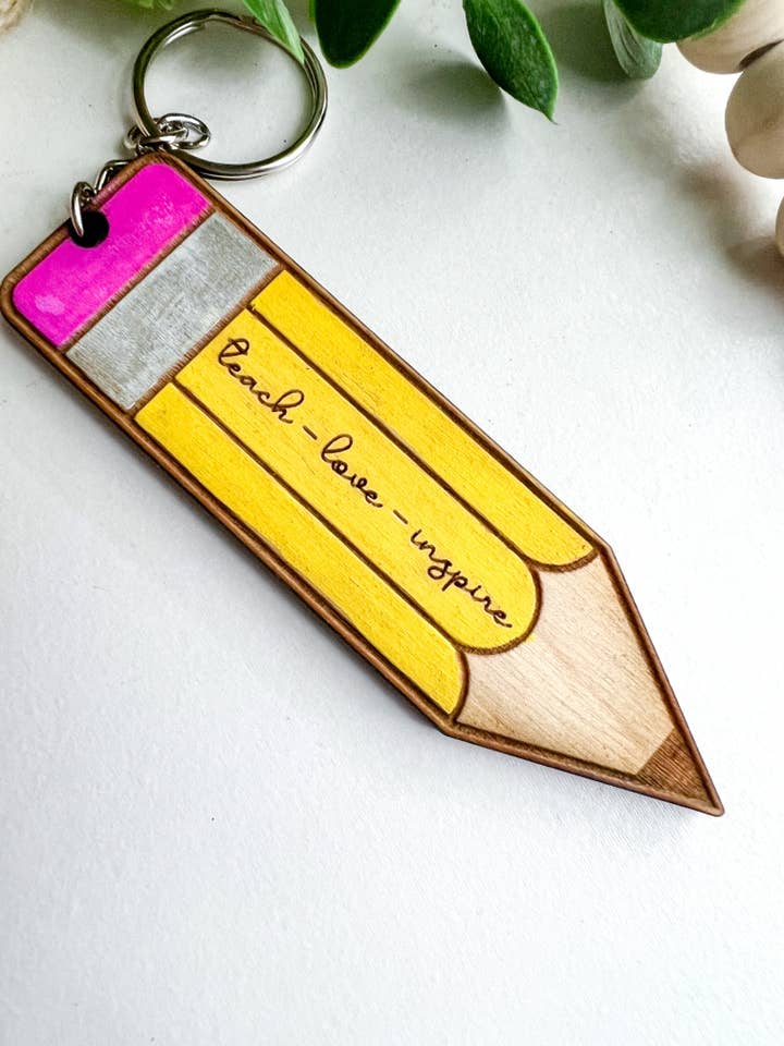 Teach Love Inspire Pencil Keychain for wholesale by Geaux Magnolia