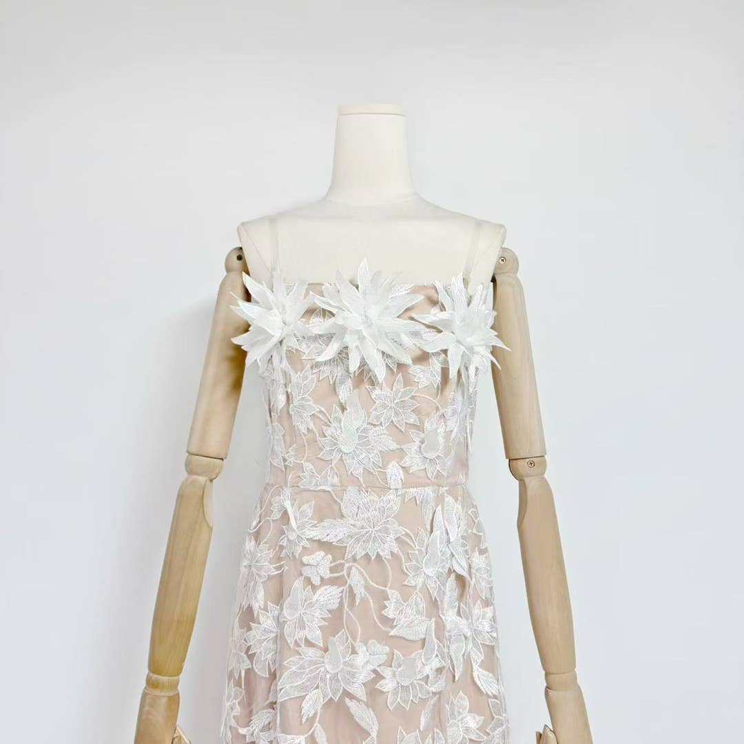 Productseeker - Vente Robe – femme - Robe d'été élégante en maille avec broderie 3D et bustier tube20