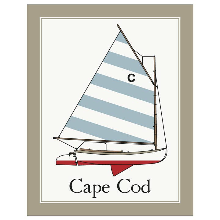 2.5'' x 3.5'' Cape Cod Beetle Cat with a Striped Sail Magnet for wholesale by Fridgedoor