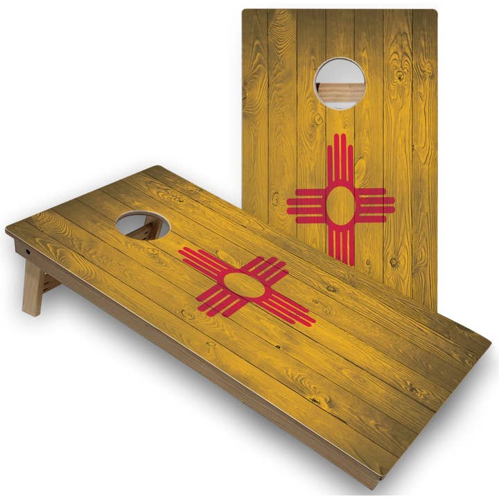 New Mexico Flag All-Weather Cornhole Set V3 for wholesale by Skip's Garage