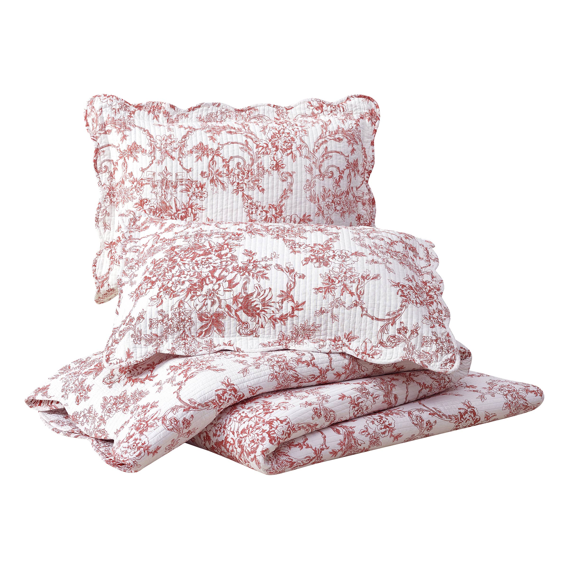 Peking Handicraft - Wholesale Bedding Set - GARDEN TOILE QUILT SET - RED - Modern Heirloom4