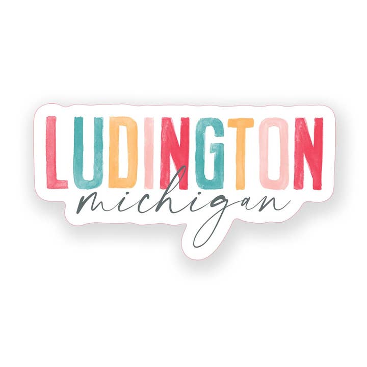 Vinyl Sticker-Watercolor City Ludington Michigan for wholesale by Love Local