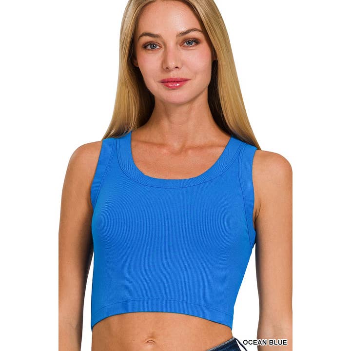 RIBBED SCOOP NECK CROPPED TANK TOP for wholesale by Apolline