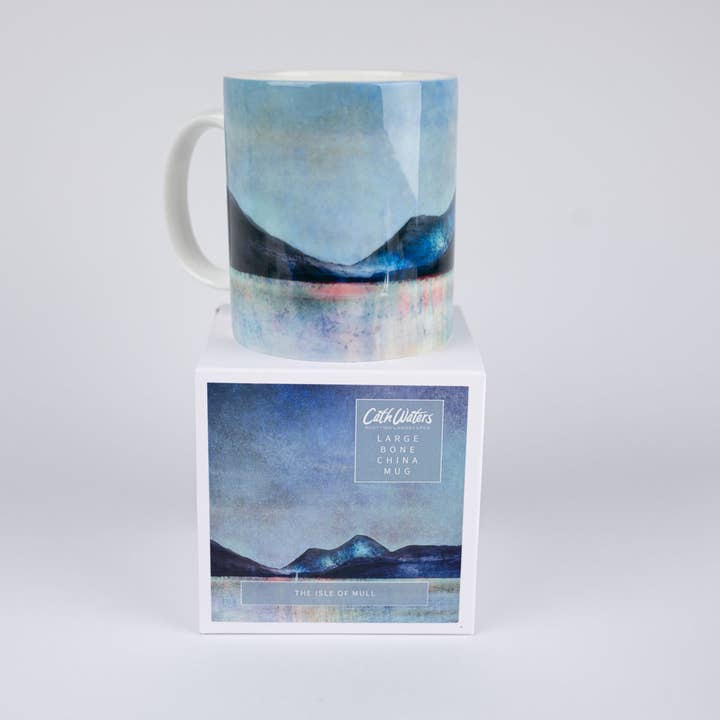 Sound of Mull Bone Large Bone China Mug for wholesale by Cath Waters Scottish Landscapes