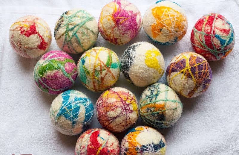 Wool Jamboree - Wholesale Dryer Balls - Tie Dye Stripe Dryer Balls