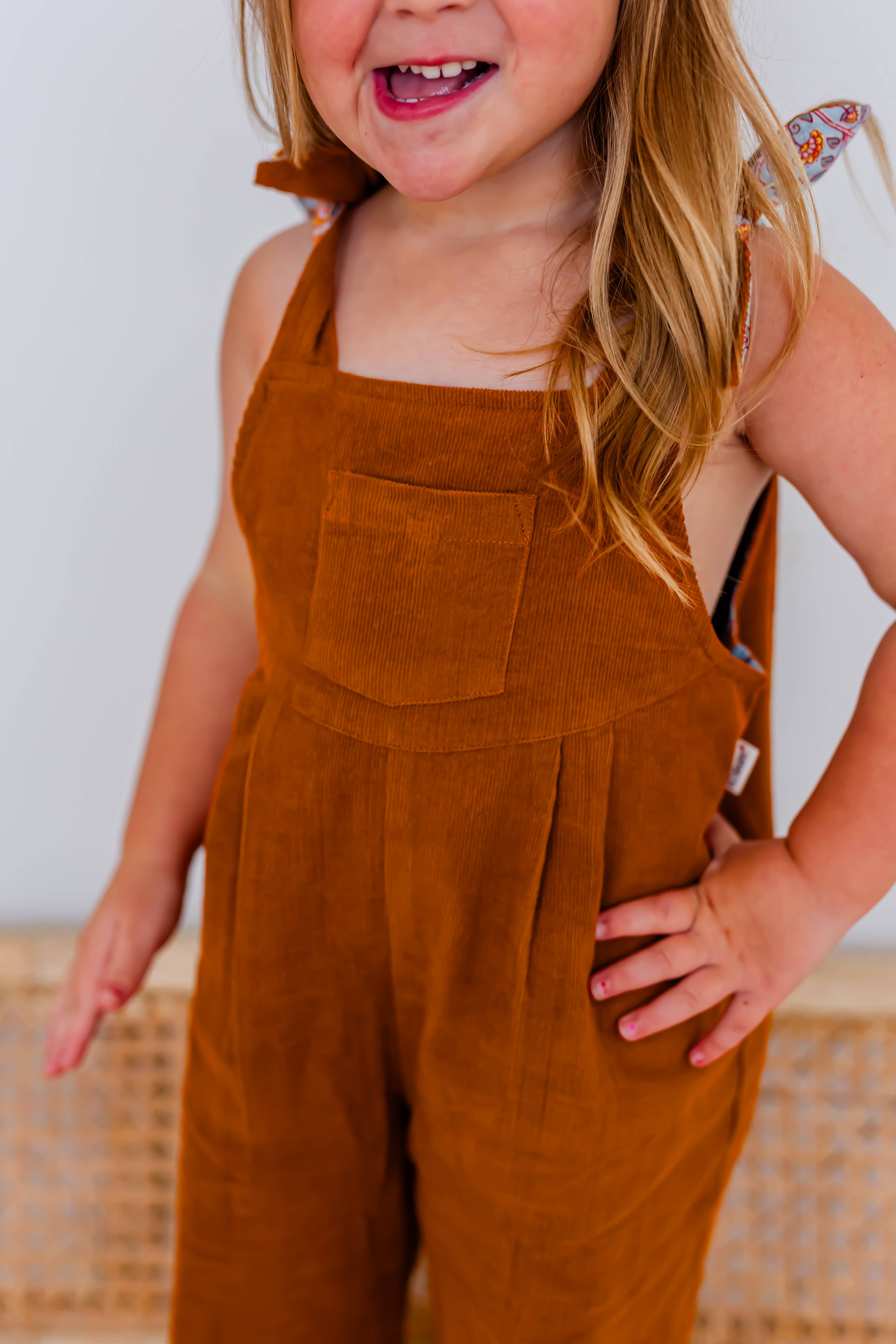 Yo Baby - Wholesale Jumpsuit - Kids - Reversible Solid Rust Corduroy & Rust Floral Printed Jumpsuit : Infant : Baby : Toddler : Tween : Kids2