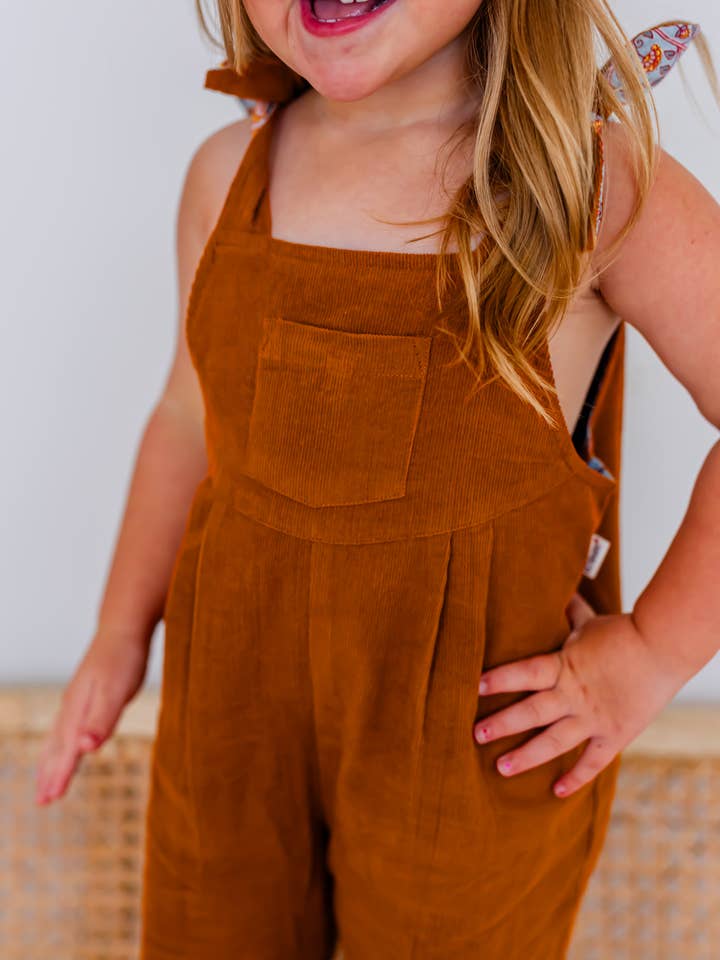 Yo Baby - Wholesale Jumpsuit - Kids - Reversible Solid Rust Corduroy & Rust Floral Printed Jumpsuit : Infant : Baby : Toddler : Tween : Kids2