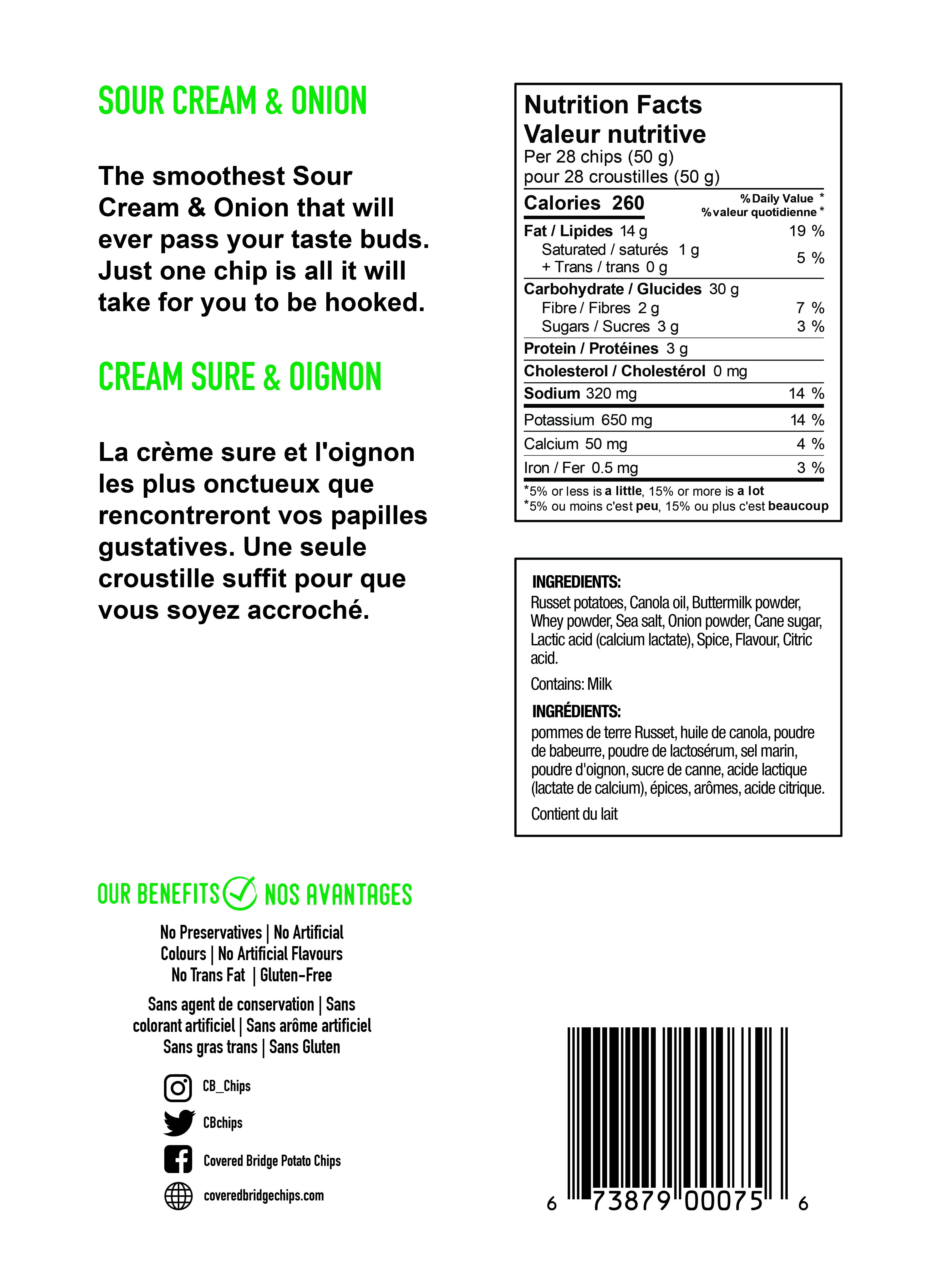 Covered Bridge - Wholesale Chips - 170g Sour Cream & Onion1