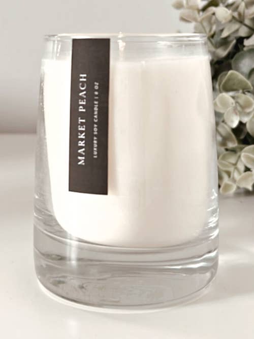 MARKET PEACH 8 OZ VIBE SOY CANDLE for wholesale by South Magnolia Candle Company