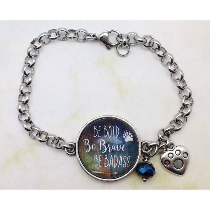 Be Bold Be Brave Be Badass Bracelet Rolo en étain pour la vente par Urban Charm