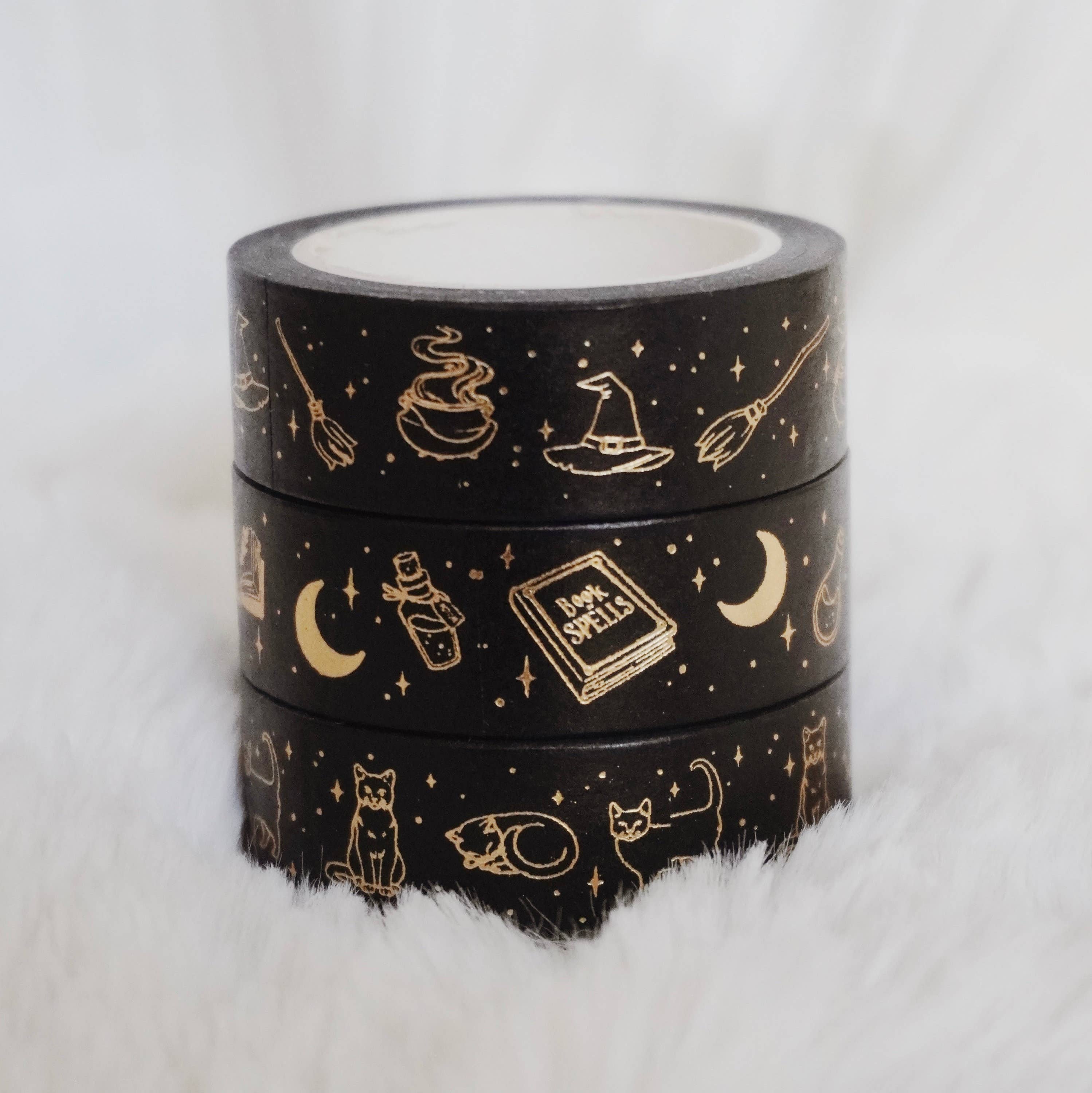 Noelle Gifts & Paper - Wholesale Washi tape - Spooky Spells Washi Tape Set of 3 (Black/Gold)