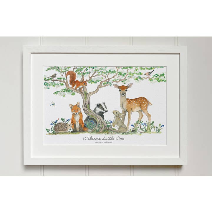 Woodland Friends, Welcome Little One for wholesale by Fiadh&Finn Fine Art Keepsakes