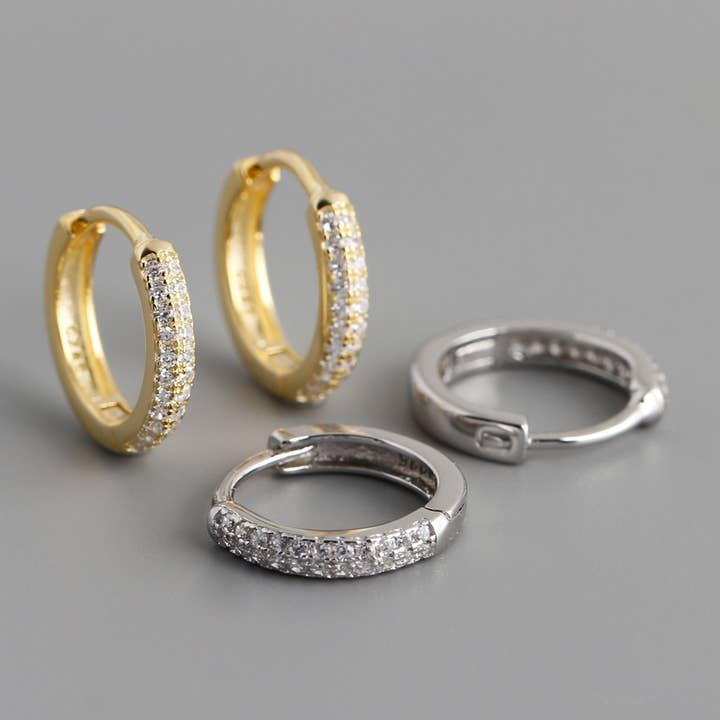 S925 Sterling Silver Circle Earrings with Zircon for wholesale by Gioiellin - S925 Silver Jewelry