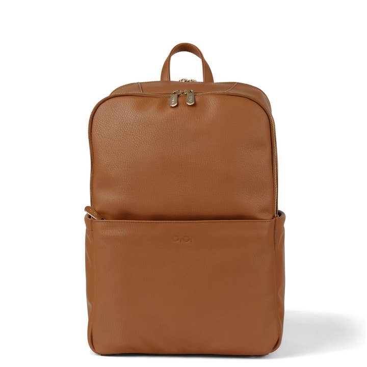 Multitasker Nappy Backpack - Chestnut Brown Vegan Leather for wholesale by OiOi