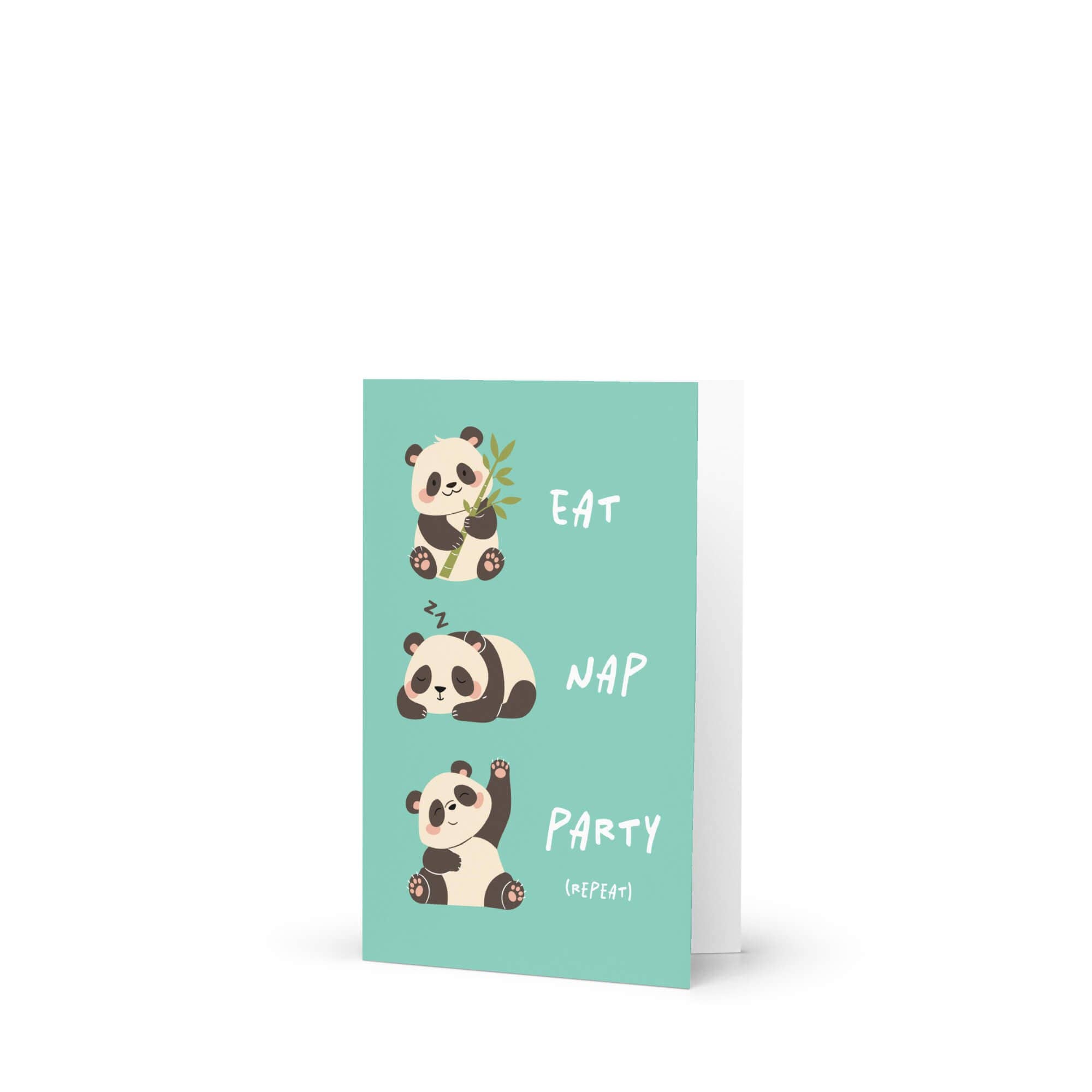 Cute Asian Cards – wholesale Födelsedagskort – Ät, vila, festa roligt födelsedagskort | Söta kinesiska panda asiatiska kort6