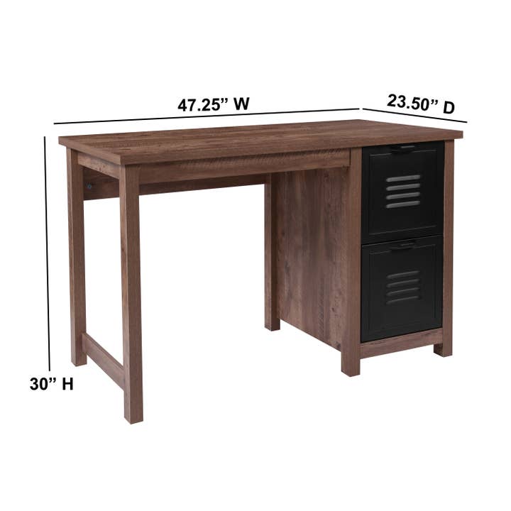 Flash Furniture - Wholesale Desk Set - Oak Wood Finish Computer Desk with Metal Drawers2