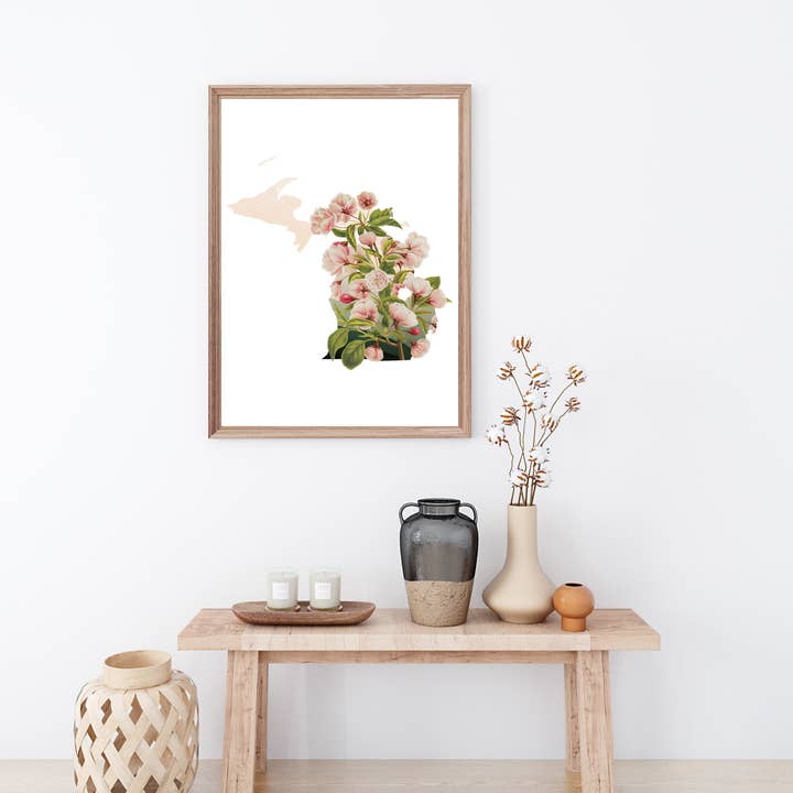 Paperfinch Design - Vendita all'ingrosso Stampa artistica - Stampa d'arte del fiore di melo del Michigan | serie di fiori statali4