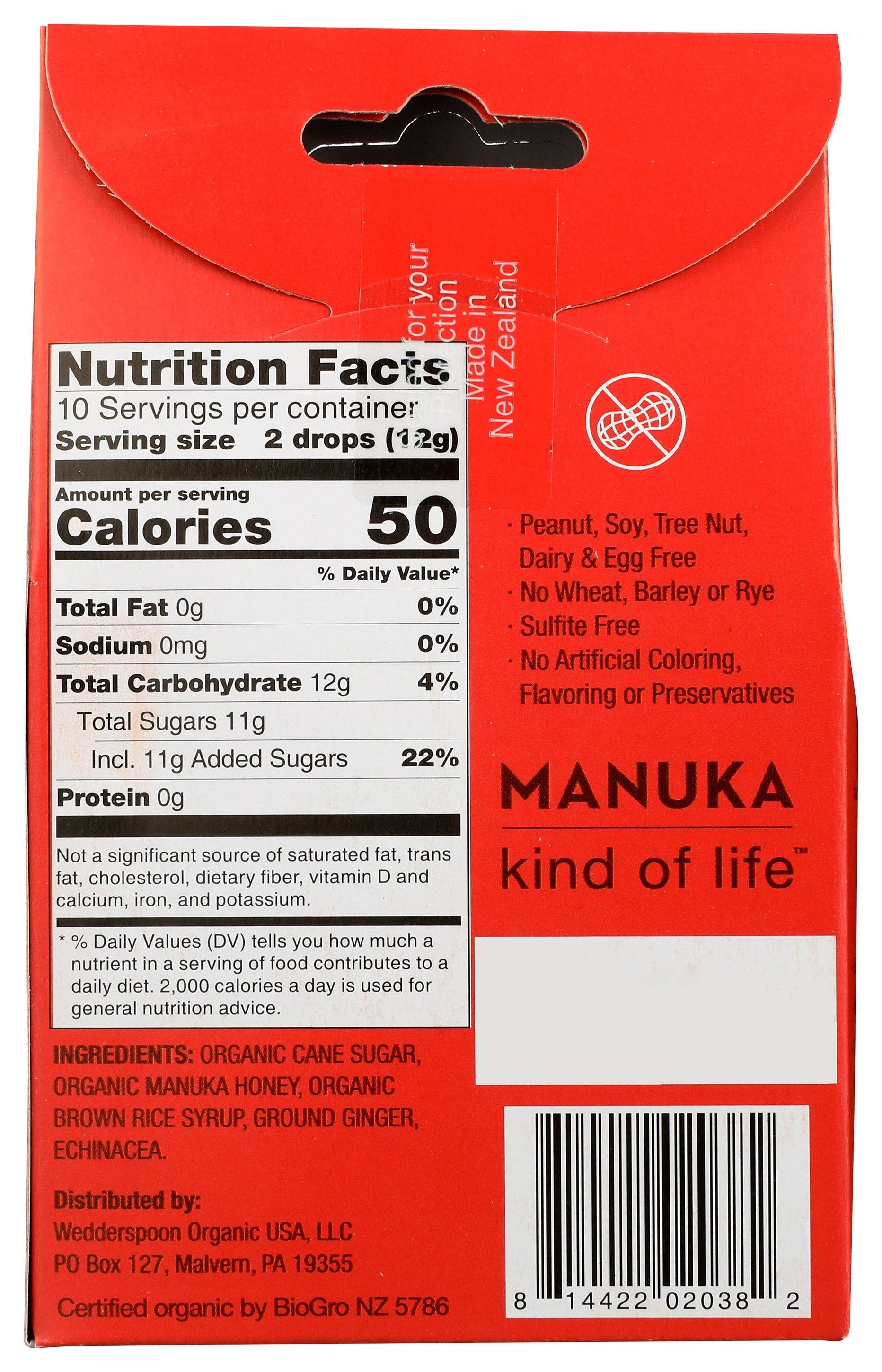 Everyday Supply Co - Wholesale Oral Supplement/Vitamin - WEDDERSPOON DROP MANUKA GINGER - Case of 61