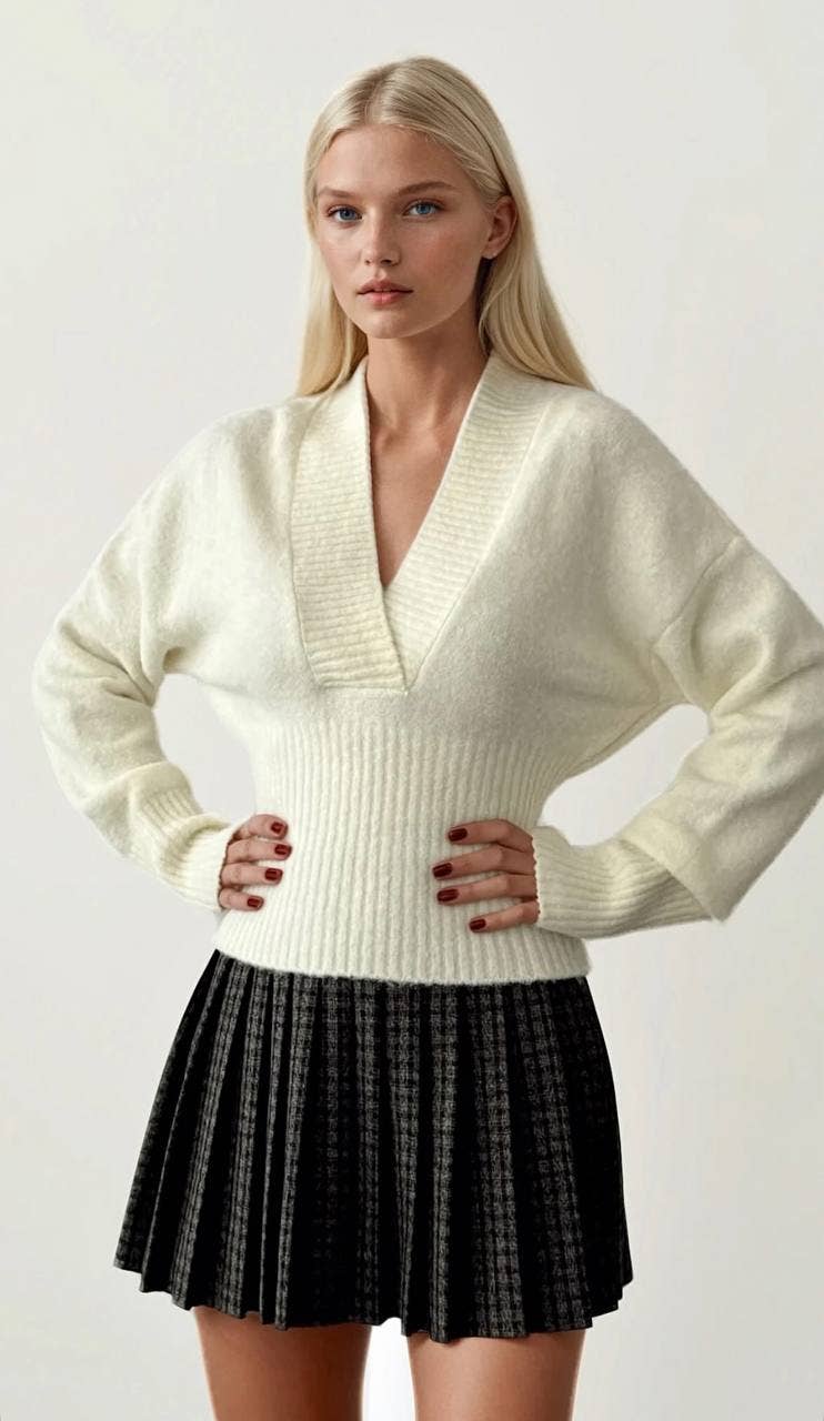 Anaz - Wholesale Knit Sweater - Women's - Crossover V-Neck Sweater