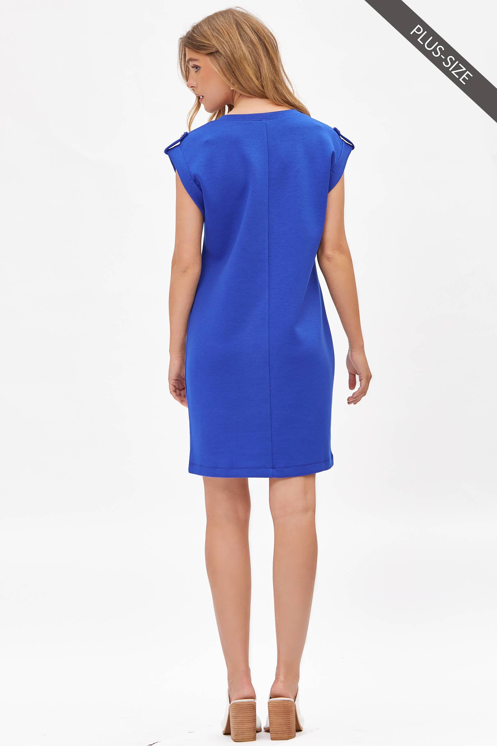 Dear Scarlett – Großhandel Kleid – Damen – Plus-Size A-Linien-Kleid aus Scuba Modal mit Kappärmeln TRV-RETREATP24