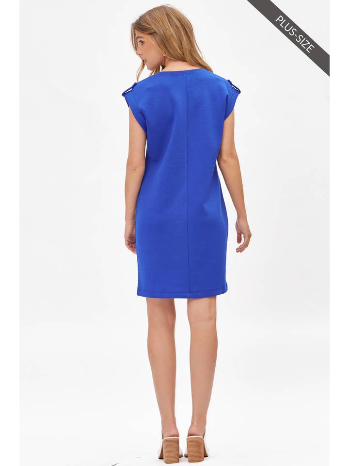 Dear Scarlett – Großhandel Kleid – Damen – Plus-Size A-Linien-Kleid aus Scuba Modal mit Kappärmeln TRV-RETREATP24