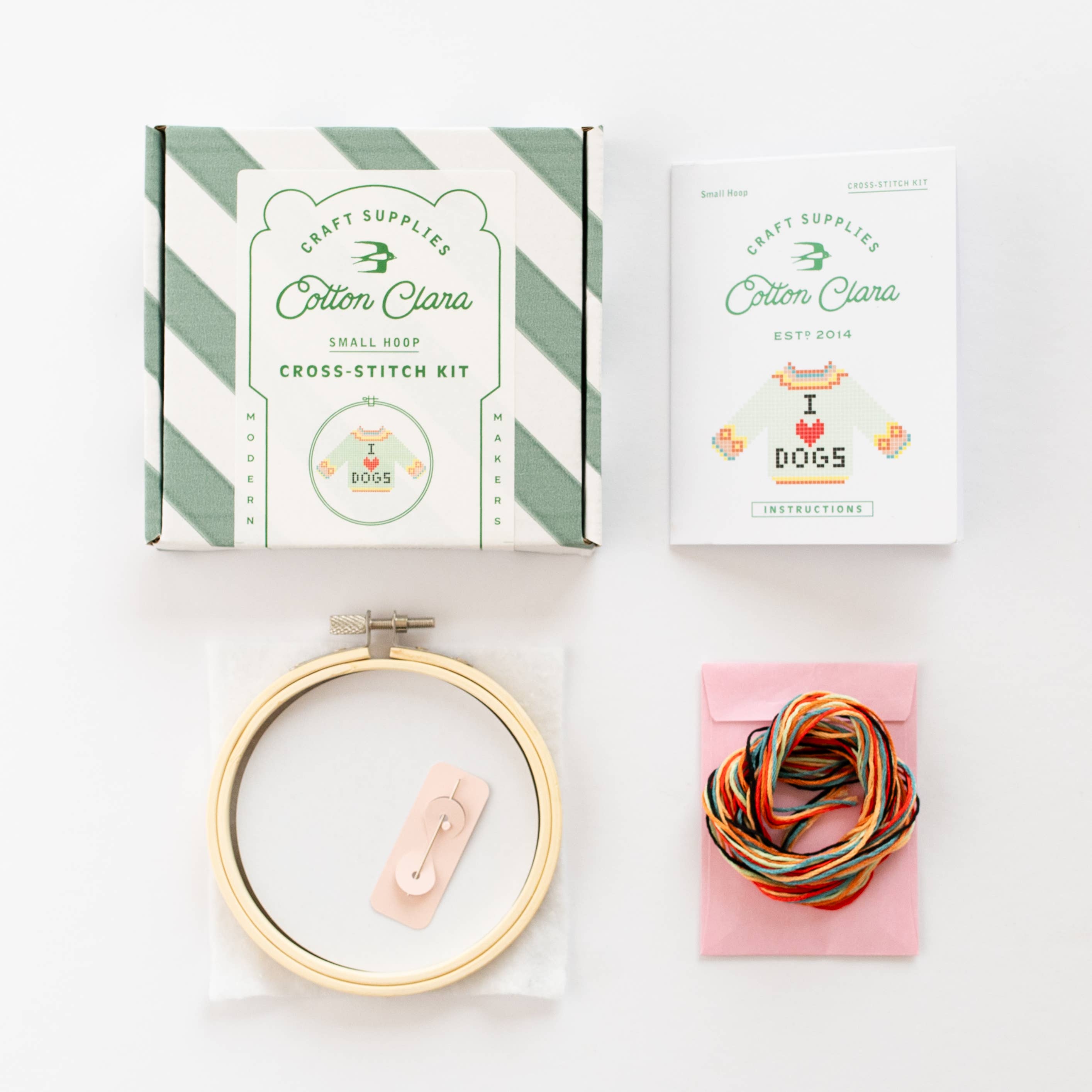 Cotton Clara Craft Kits & Supplies - Venta al por mayor Kit de manualidades - Kit de punto de cruz I Love Dogs4