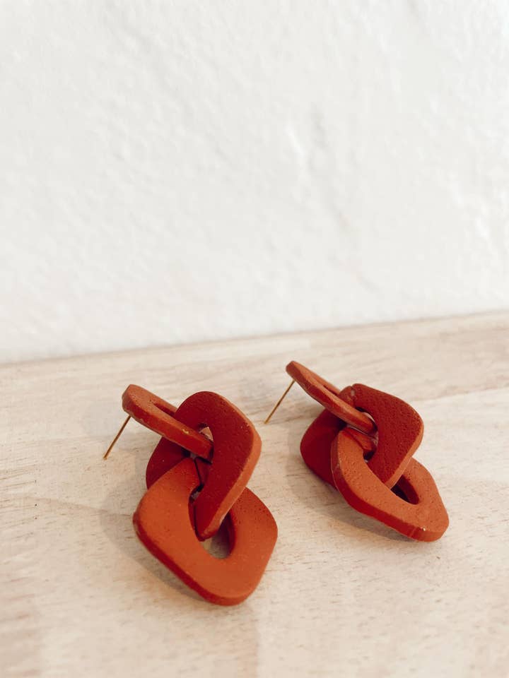 Sadie Link Earrings in Terracotta for wholesale by Terra•Cotta