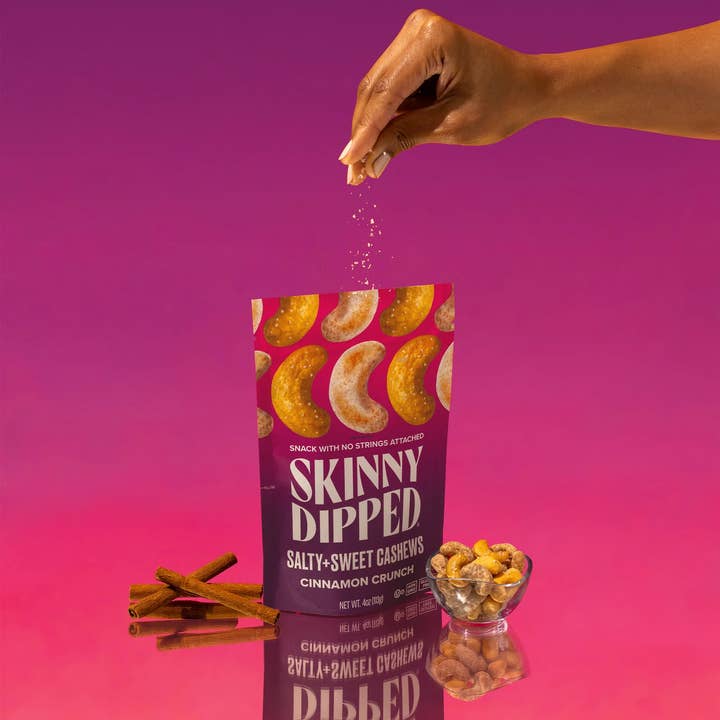 SkinnyDipped - Wholesale Nuts - Salty & Sweet Cinnamon Crunch Cashews Pouch, 4oz5