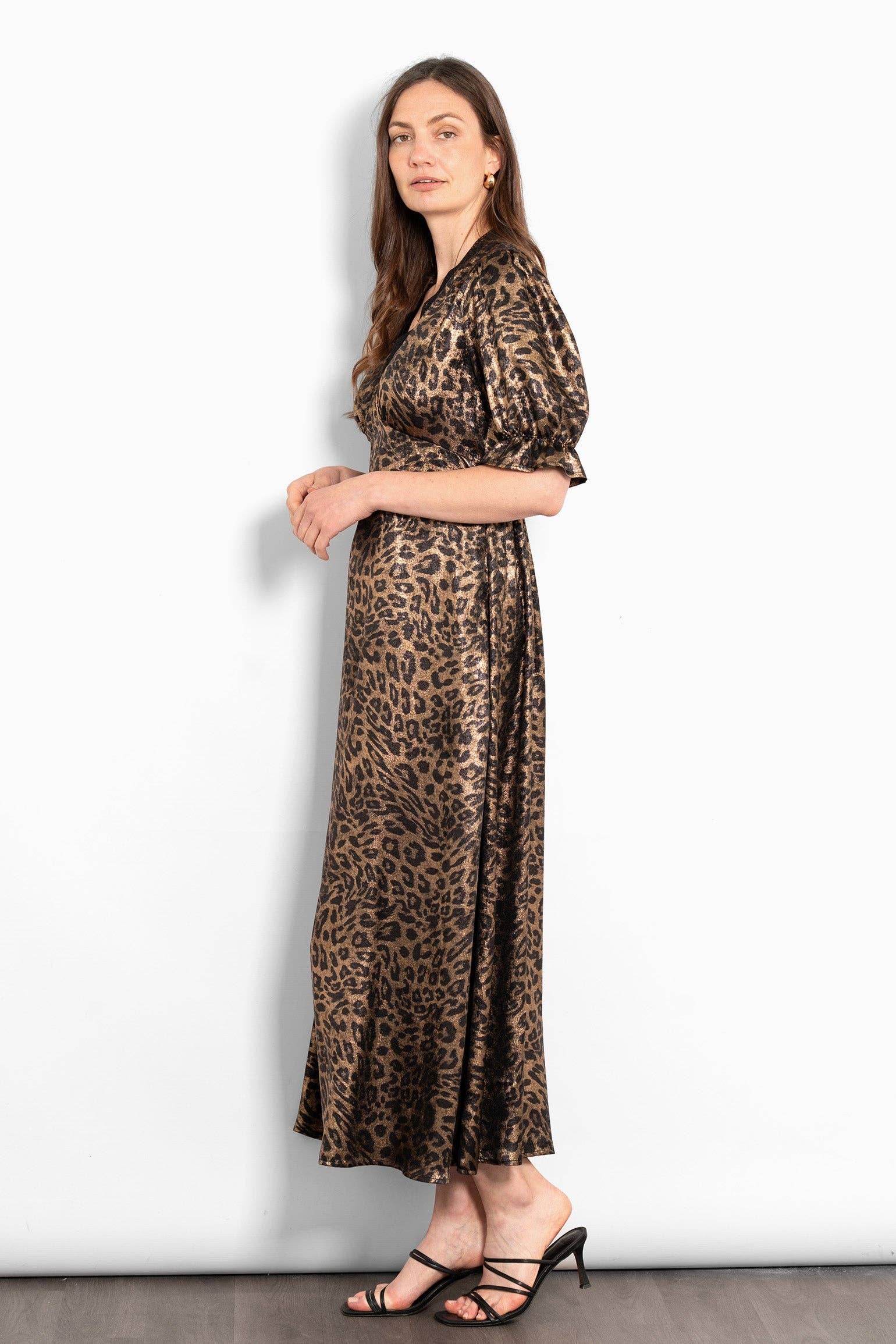 Sarta – wholesale Dress – Women's – Elise V-Neck Tea Dress- Bronze, Leopard2